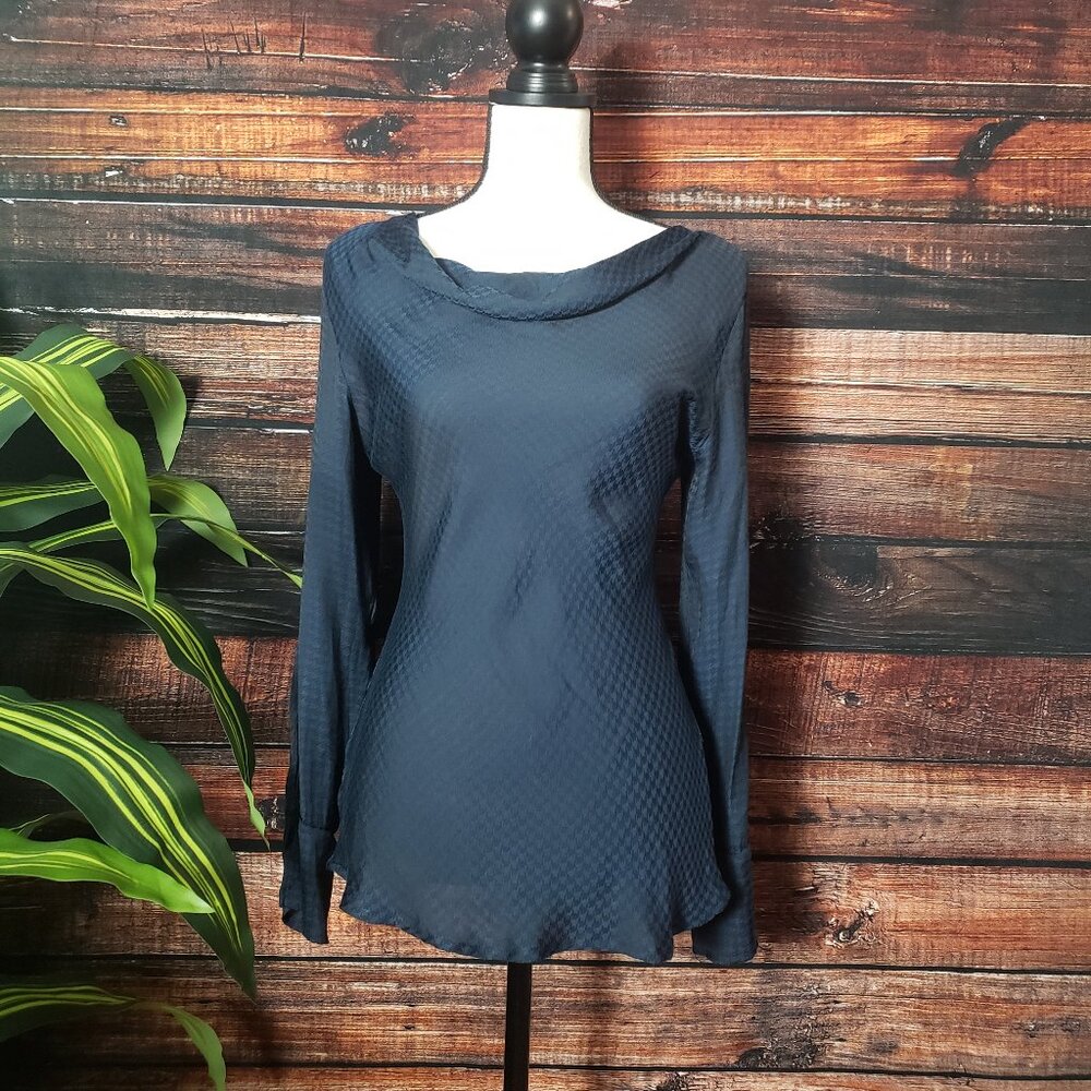 NWT Tahari XS Top Silky Cowl Neck Houndstooth